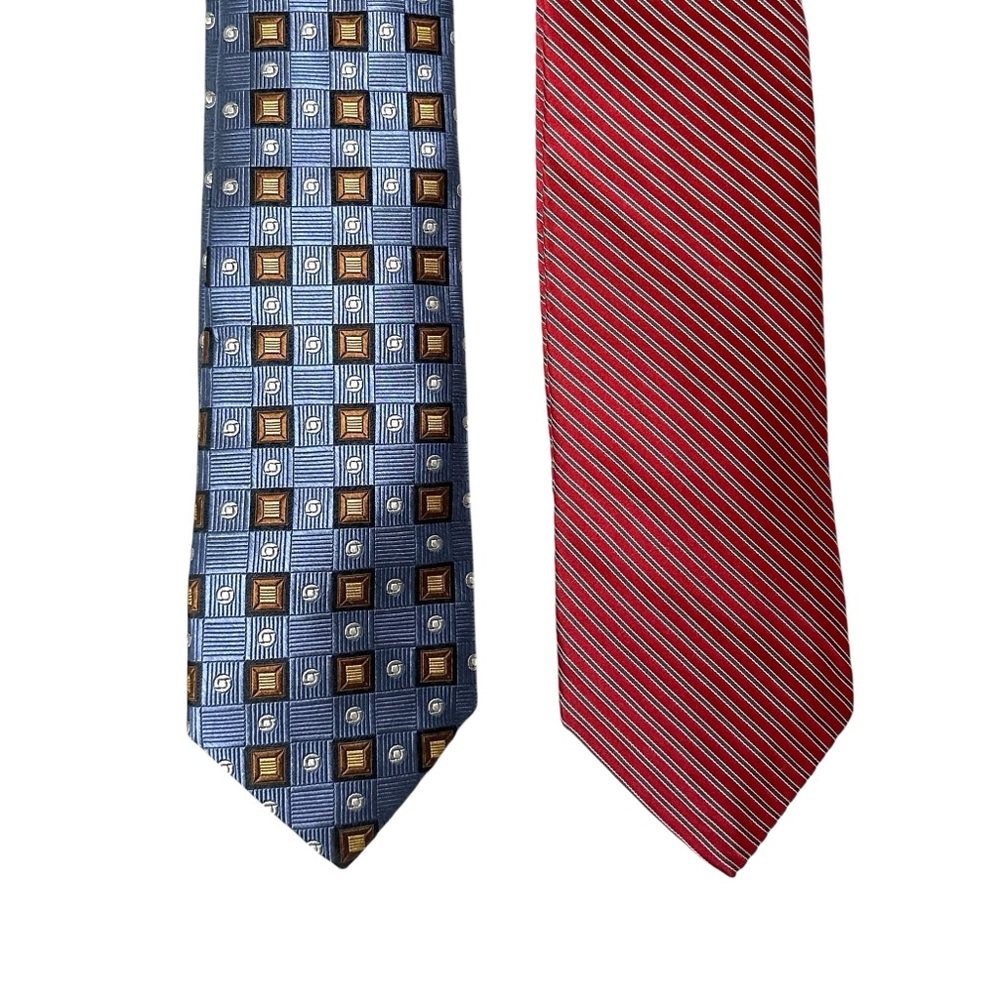 2 ROBERT TALBOT 100% Silk Hand Sewn Ties 3.5” Width